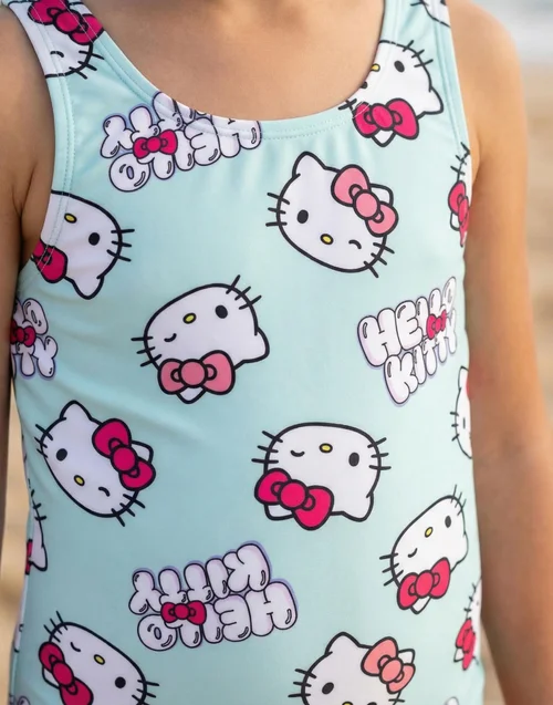 Vanilla Underground Hello Kitty Girls Blue Character AOP 1 Piece Swimming Costume (3-14 Years) - 13-14 Yrs Image 3
