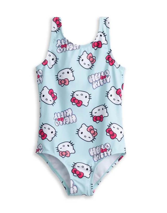 Vanilla Underground Hello Kitty Girls Blue Character AOP 1 Piece Swimming Costume (3-14 Years)