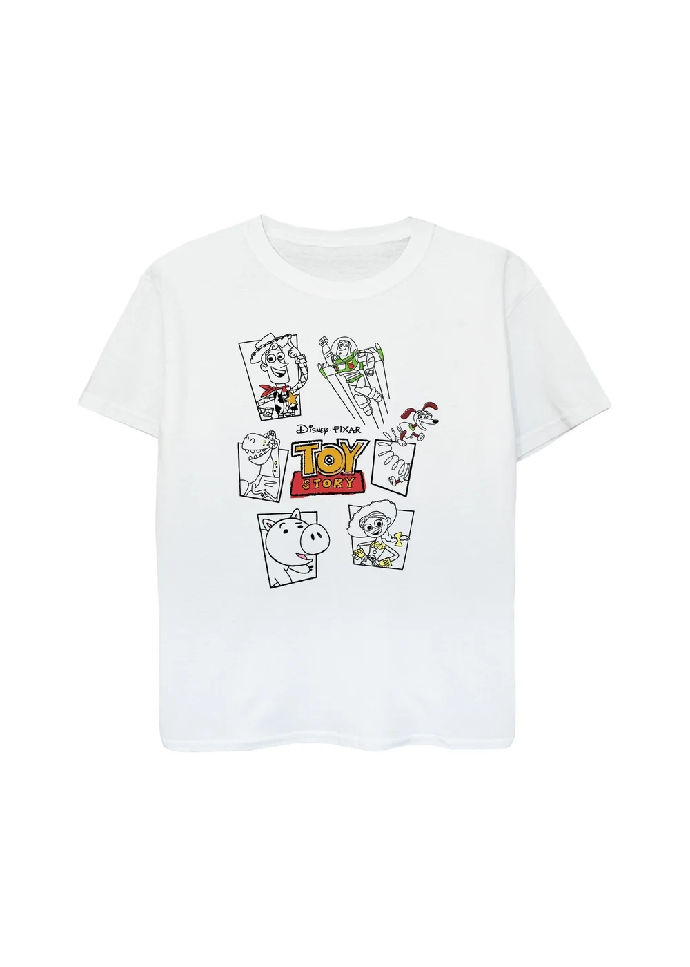 Ada & Ted Disney Toy Story Sketch Icons Boys White Graphic T-Shirt (3-13 Years) - 5-6 Yrs Image 1