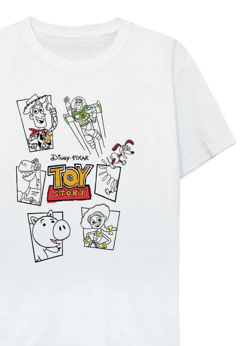 Ada & Ted Disney Toy Story Sketch Icons Boys White Graphic T-Shirt (3-13 Years) - 5-6 Yrs Image 2