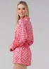 Wednesday’s Girl Pink Polka Dot Satin-Style Plunge Neck Tie Long Sleeve Playsuit - 14 Image 2