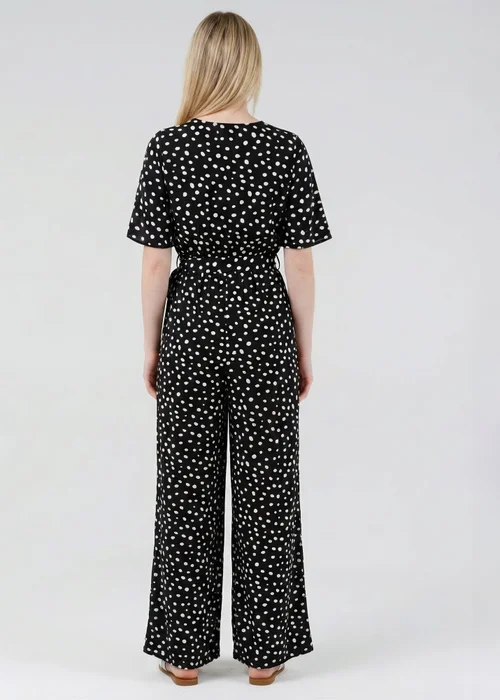 Wednesday’s Girl Black Polka Dot V-Neck Button Tie Fastening Wide-Leg Jumpsuit - 10 Image 2
