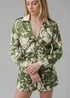 Wednesday’s Girl Green Floral Print Satin-Style Plunge Neck Tie Long Sleeve Playsuit - 10 Image 3
