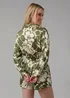 Wednesday’s Girl Green Floral Print Satin-Style Plunge Neck Tie Long Sleeve Playsuit - 10 Image 2