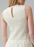 Wednesday’s Girl White Cotton Shirred Puff Skirt High Crew Neck Sleeveless Mini Dress - 6 Image 4