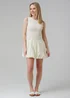 Wednesday’s Girl White Cotton Shirred Puff Skirt High Crew Neck Sleeveless Mini Dress - 6 Image 1