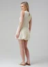 Wednesday’s Girl White Cotton Shirred Puff Skirt High Crew Neck Sleeveless Mini Dress - 6 Image 2