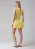Wednesday’s Girl Yellow Cotton Shirred Puff Skirt High Crew Neck Sleeveless Mini Dress - 8 Image 2