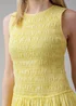 Wednesday’s Girl Yellow Cotton Shirred Puff Skirt High Crew Neck Sleeveless Mini Dress - 8 Image 3
