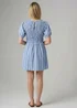 Wednesday’s Girl Blue Cotton Striped Shirred Puff Sleeve Mini Dress - 22 Image 2