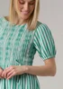 Wednesday’s Girl Green Cotton Striped Shirred Puff Sleeve Mini Dress - 20 Image 3
