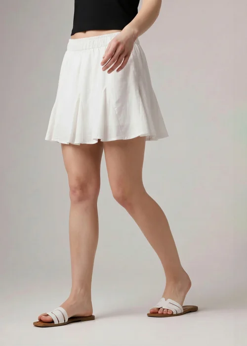 Wednesday’s Girl White Elasticated Flared Tiered Hem Mini Skirt - 14 Image 1