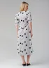 Influence White Polka Dot V-Neck Short Puff Sleeve Midi Dress - 12 Image 2