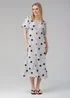Influence White Polka Dot V-Neck Short Puff Sleeve Midi Dress - 12 Image 1