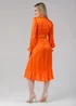 Influence Orange Wrap Frill Long Sleeve V-Neck Midi Dress - 10 Image 2