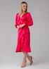 Influence Pink Wrap Frill Long Sleeve V-Neck Midi Dress - 14 Image 4