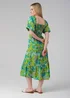 Influence Green Floral Puff Short Sleeve Square Neck Elasticated Midi Dress - 10 Image 2