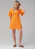 Influence Orange Ditsy Floral Print V-Neck Short Flutter Sleeve Mini Dress - 14 Image 4