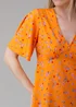 Influence Orange Ditsy Floral Print V-Neck Short Flutter Sleeve Mini Dress - 14 Image 3