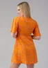 Influence Orange Ditsy Floral Print V-Neck Short Flutter Sleeve Mini Dress - 14 Image 2