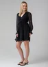 Influence Black Semi-Sheer Flowy Long Sleeve Smock Mini Dress - 12 Image 1