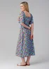 Influence Blue Floral Print Sweetheart Neck Short Sleeve Midi Dress - 14 Image 2