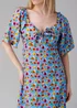 Influence Blue Floral Print Sweetheart Neck Short Sleeve Midi Dress - 14 Image 3