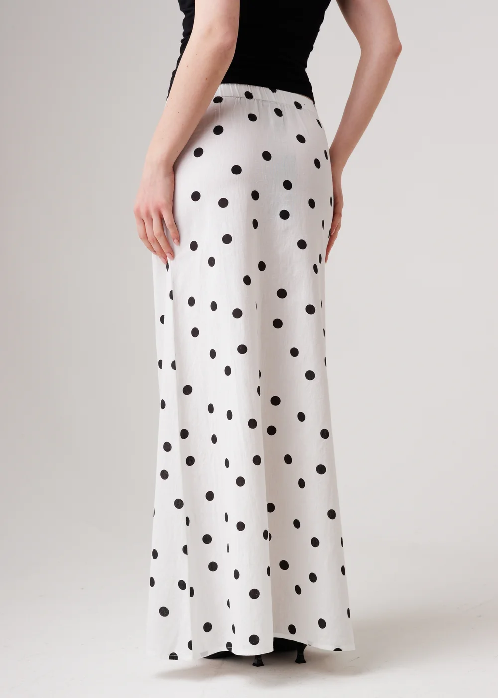 Influence White Cotton Blend Polka Dot Elasticated Maxi Skirt - 12 Image 2