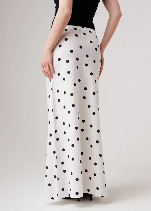 Influence White Cotton Blend Polka Dot Elasticated Maxi Skirt - 12 Image 2