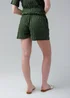 Influence Khaki Textured Smocked High Waist Elasticated Shorts - 10 Image 2