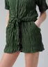 Influence Khaki Textured Smocked High Waist Elasticated Shorts - 10 Image 3