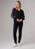 Influence Black Lace Semi-Sheer Long Sleeve Ruffled V-Neck Blouse - 14 Image 4