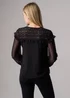 Influence Black Lace Semi-Sheer Long Sleeve Ruffled V-Neck Blouse - 14 Image 2
