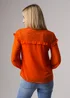 Influence Orange Lace Semi-Sheer Long Sleeve Ruffled V-Neck Blouse - 10 Image 2