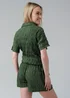 Influence Khaki Textured Smocked Tie Front Short Sleeve Shirt - 14 Image 2