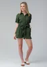 Influence Khaki Textured Smocked Tie Front Short Sleeve Shirt - 14 Image 4