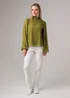 Influence Olive Textured High Neck Smock Long Sleeve Blouse - 8 Image 4