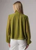 Influence Olive Textured High Neck Smock Long Sleeve Blouse - 8 Image 2