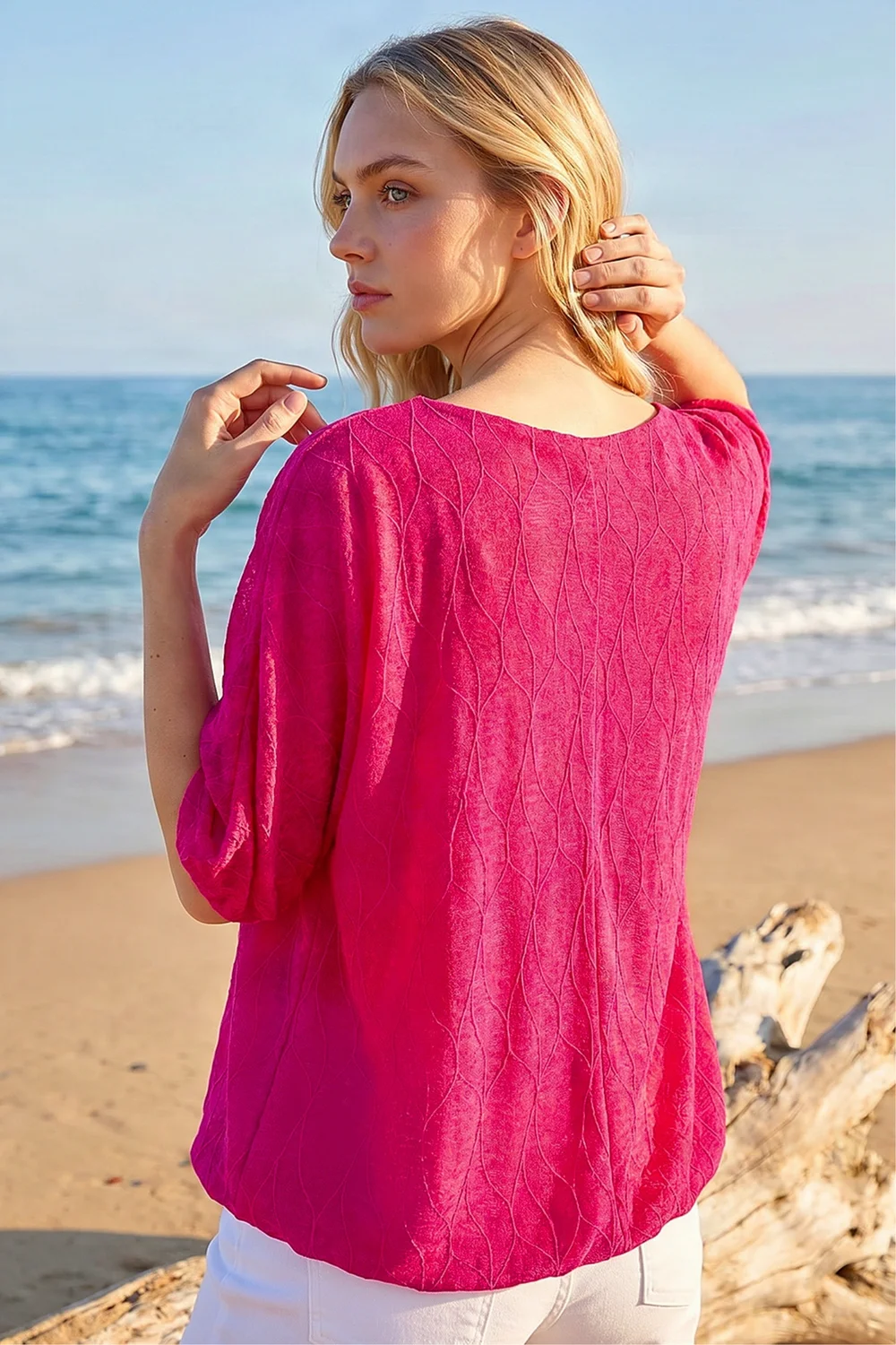 Roman Cerise Mesh Bubble Hem Stretch Top - 20 Image 3