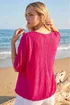 Roman Cerise Mesh Bubble Hem Stretch Top - 20 Image 3