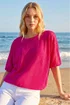 Roman Cerise Mesh Bubble Hem Stretch Top - 20 Image 1