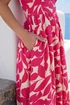 Roman Fuchsia Leaf Print V-Neck Midi Dress - 14 Image 4