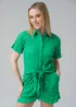 Influence Green Textured Smocked High Waist Elasticated Shorts - 8 Image 3