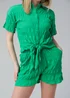 Influence Green Textured Smocked Tie Front Short Sleeve Shirt - 14 Image 3