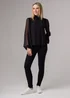Influence Black Textured High Neck Smock Long Sleeve Blouse - 10 Image 4