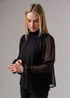 Influence Black Textured High Neck Smock Long Sleeve Blouse - 10 Image 5