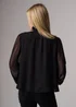 Influence Black Textured High Neck Smock Long Sleeve Blouse - 10 Image 2
