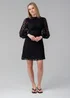 Influence Black High Neck Long Sleeve Skater Dress - 14 Image 1