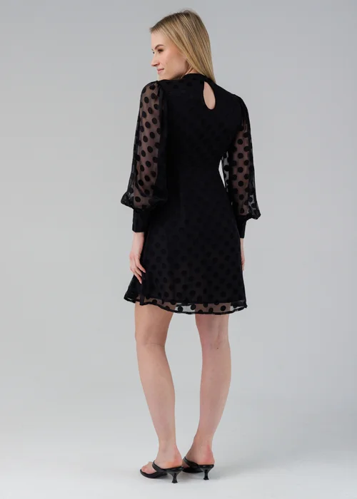 Influence Black High Neck Long Sleeve Skater Dress - 14 Image 2