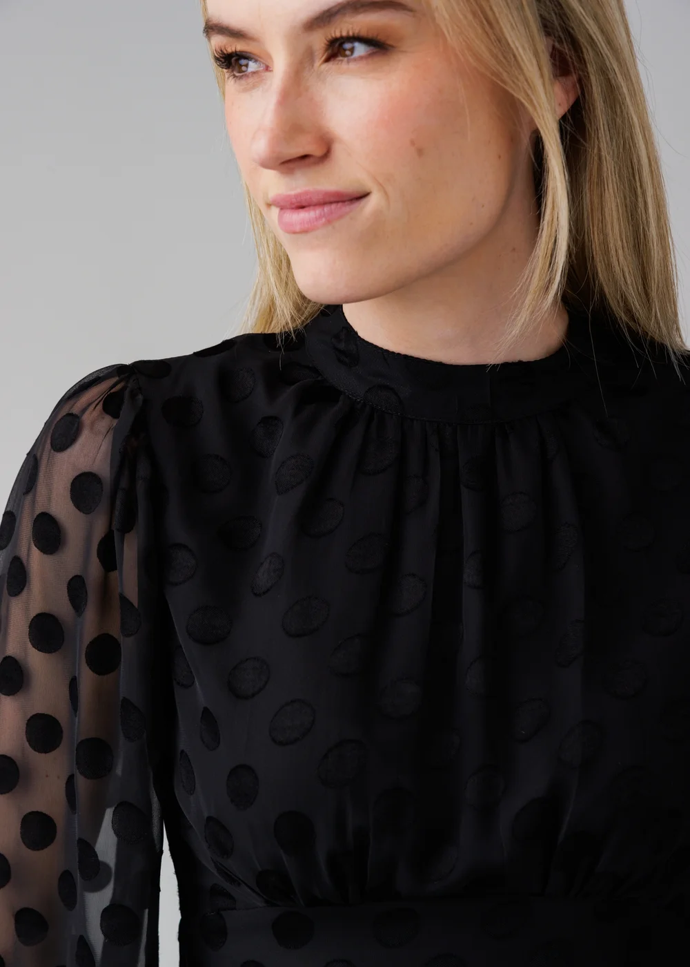 Influence Black High Neck Long Sleeve Skater Dress - 14 Image 3